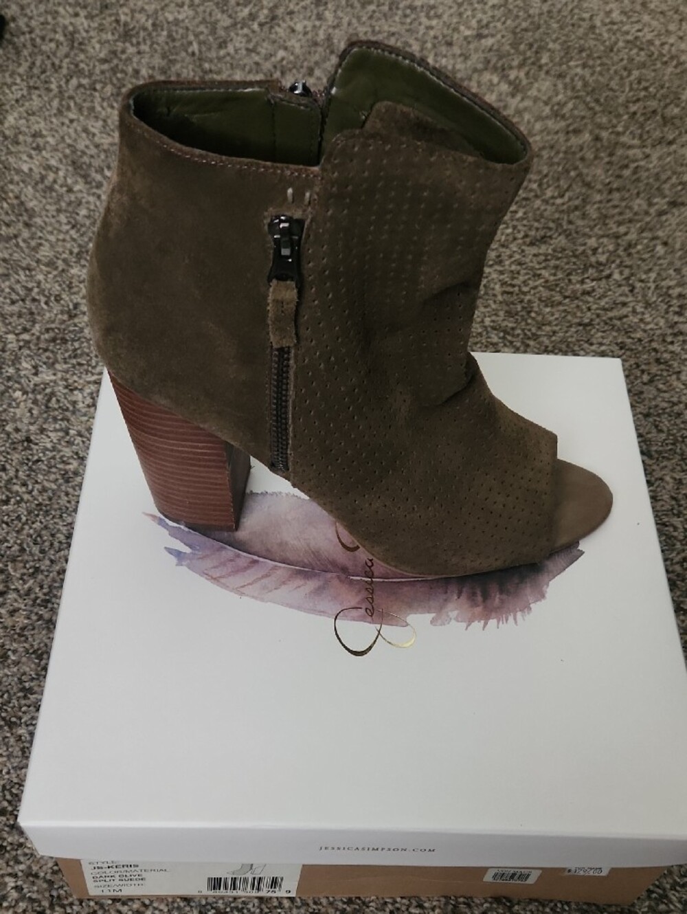 Women's Open-Toe Suede Ankle Booties in Taupe